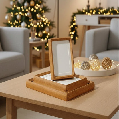 Elegant Handcrafted Wood Photo Frame - Premium Walnut & Sandalwood Finish 0