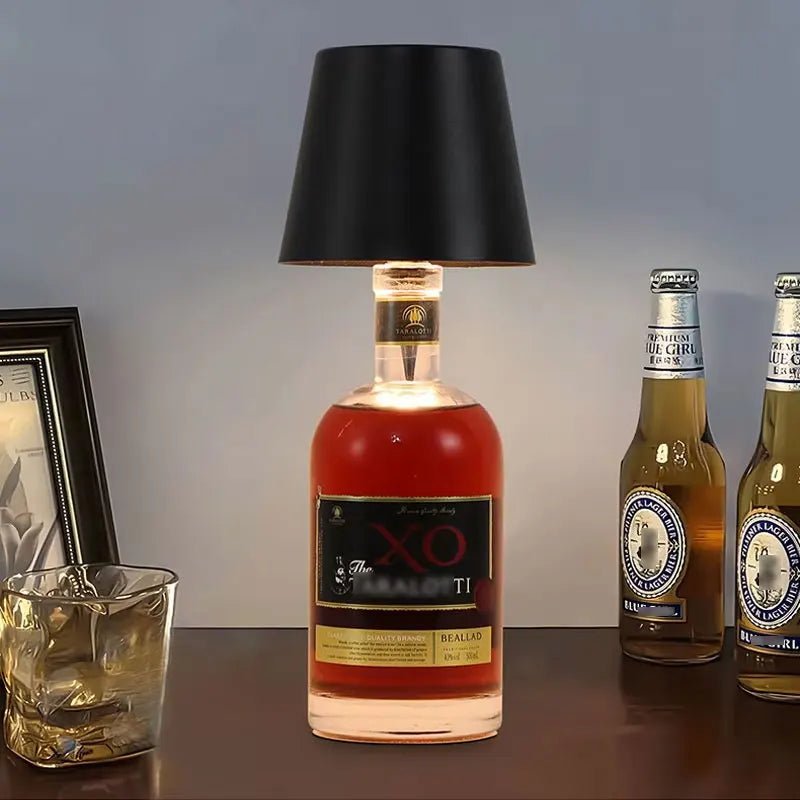 Elegant LED Wine Bottle Table Lamp - 3-Color Dimmable & USB Rechargeable 1