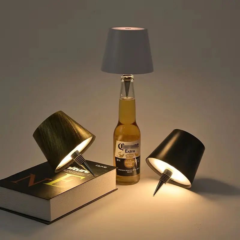 Elegant LED Wine Bottle Table Lamp - 3-Color Dimmable & USB Rechargeable 3