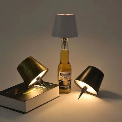 Elegant LED Wine Bottle Table Lamp - 3-Color Dimmable & USB Rechargeable 3