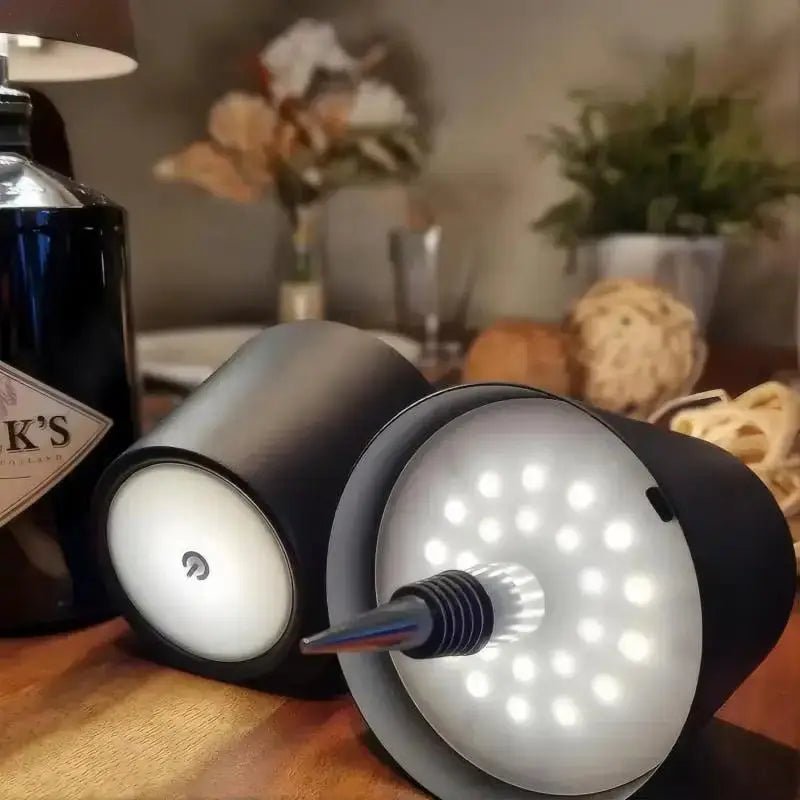 Elegant LED Wine Bottle Table Lamp - 3-Color Dimmable & USB Rechargeable 5