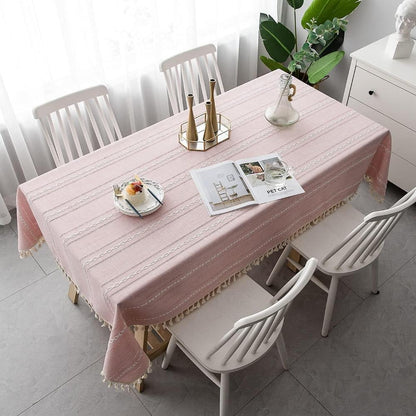 Elegant Linen Table Cloth with Artistic Embroidery - Soft Cotton Blend Tablecloth for Dining Room 4