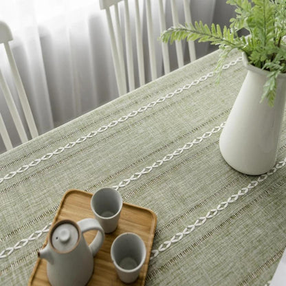 Elegant Linen Table Cloth with Artistic Embroidery - Soft Cotton Blend Tablecloth for Dining Room 8