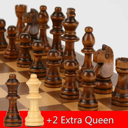 Elegant Magnetic Wooden Chess Set - 39cm Folding Chess Board for All Ages 3