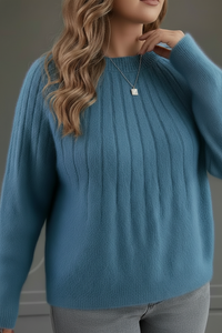 RIBELLE – Elegant Plus Size Women’s Soft Rib Knit Sweater for Cozy Comfort