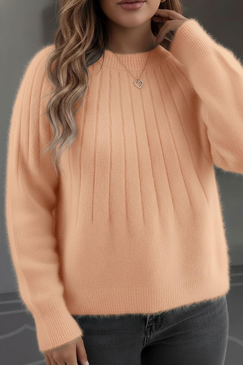 Elegant Plus Size Women's Soft Rib Knit Sweater for Cozy Comfort 6