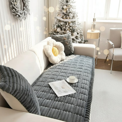 Elegant Plush Sofa Cover - Soft Microfiber Couch Slipcover with Hand-Pleated Edges 0