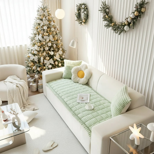 Elegant Plush Sofa Cover - Soft Microfiber Couch Slipcover with Hand-Pleated Edges 6