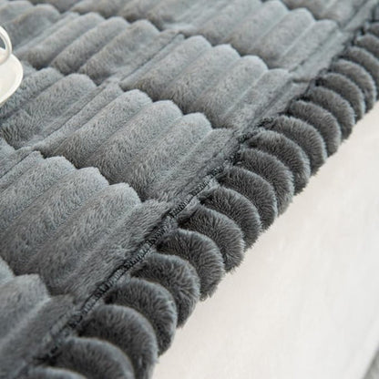 Elegant Plush Sofa Cover - Soft Microfiber Couch Slipcover with Hand-Pleated Edges 7