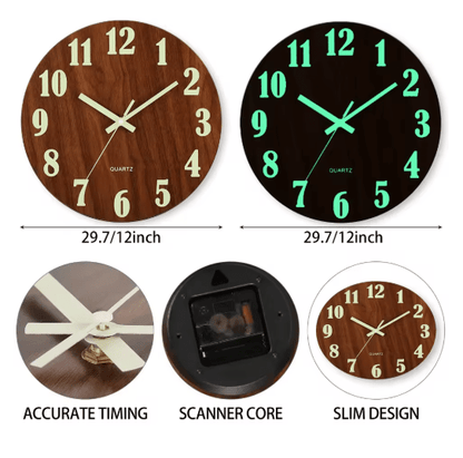 Elegant Quartz Wall Clock - Glow-in-the-Dark Numbers, Silent Design, Modern Aesthetic 3