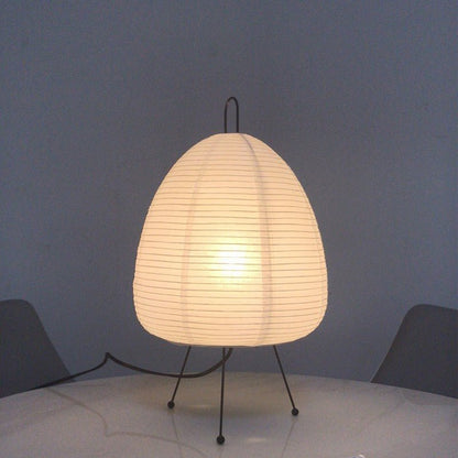 Elegant Rice Paper Table Lamp - Retro Japanese Design with Iron Base for Cozy Atmosphere 0