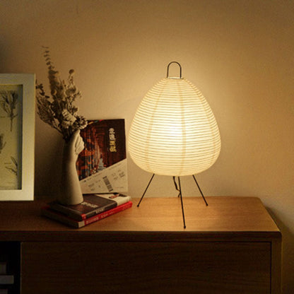 Elegant Rice Paper Table Lamp - Retro Japanese Design with Iron Base for Cozy Atmosphere 2
