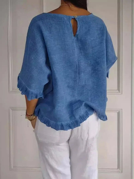 Elegant Ruffle Blouse - High-Quality Cotton for Versatile Styling 2
