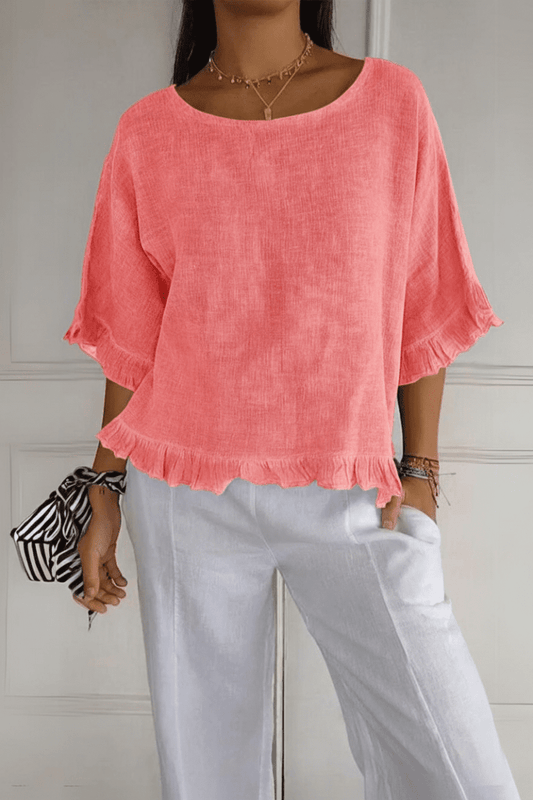 Elegant Ruffle Blouse - High-Quality Cotton for Versatile Styling 5