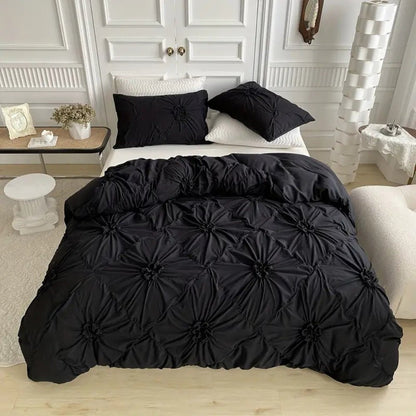 Elegant Ruffle Flower Duvet Cover Set - Soft Microfibre Bedding, Secure Fit 2