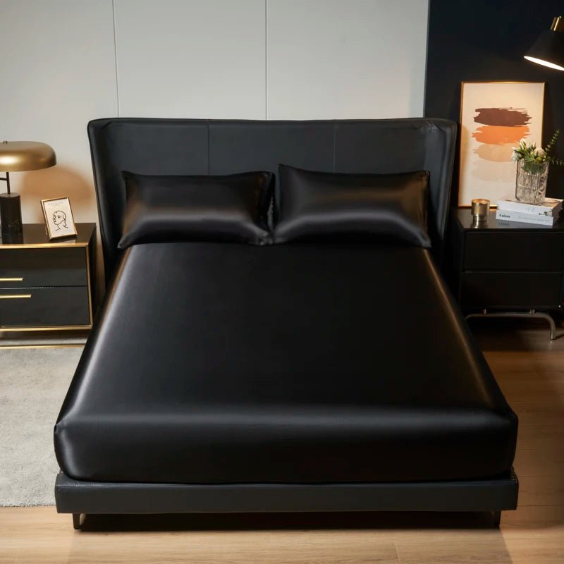 Elegant Satin Fitted Sheet - Soft Ice Silk Fitted Bed Sheet with Elastic Band 10