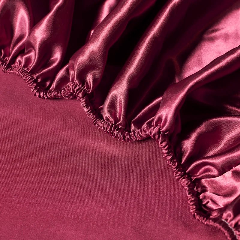 Elegant Satin Fitted Sheet - Soft Ice Silk Fitted Bed Sheet with Elastic Band 4