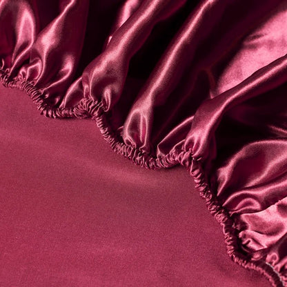 Elegant Satin Fitted Sheet - Soft Ice Silk Fitted Bed Sheet with Elastic Band 4
