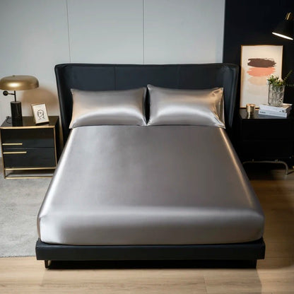 Elegant Satin Fitted Sheet - Soft Ice Silk Fitted Bed Sheet with Elastic Band 6