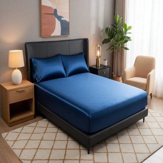 Elegant Satin Fitted Sheet - Soft Ice Silk Fitted Bed Sheet with Elastic Band 7