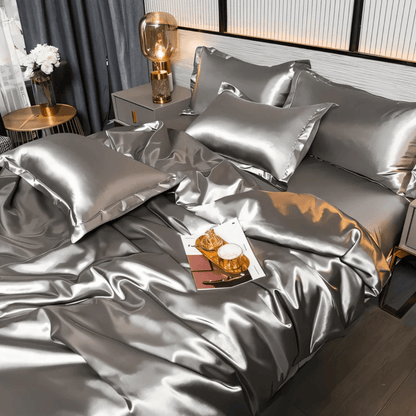 Elegant Silk-Look Bedding Set - Duvet Cover & Pillowcases for Ultimate Comfort 1