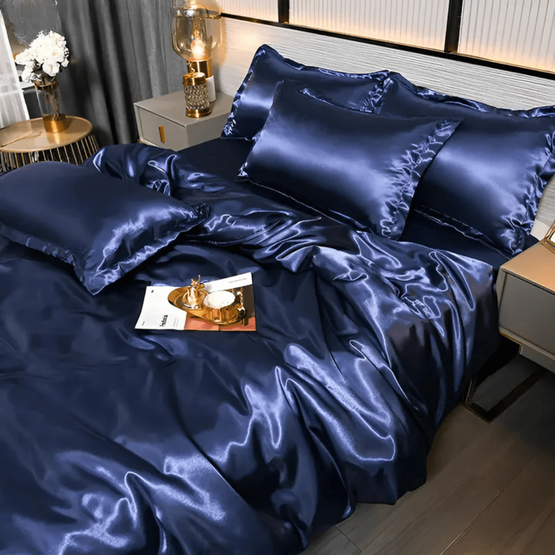 Elegant Silk-Look Bedding Set - Duvet Cover & Pillowcases for Ultimate Comfort 8