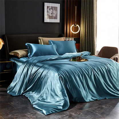 Elegant Silk Bedding Set - Twin Duvet Cover & Pillowcases for Luxurious Comfort 10