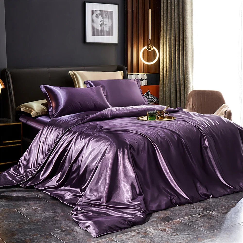 Elegant Silk Bedding Set - Twin Duvet Cover & Pillowcases for Luxurious Comfort 11