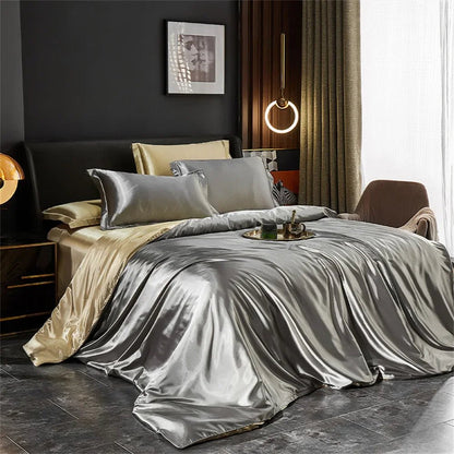 Elegant Silk Bedding Set - Twin Duvet Cover & Pillowcases for Luxurious Comfort 12