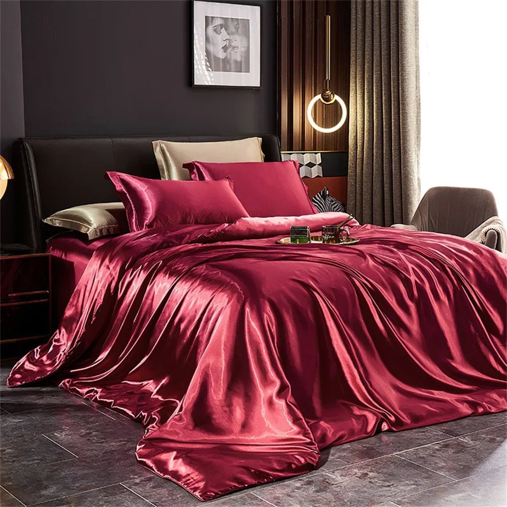 Elegant Silk Bedding Set - Twin Duvet Cover & Pillowcases for Luxurious Comfort 13