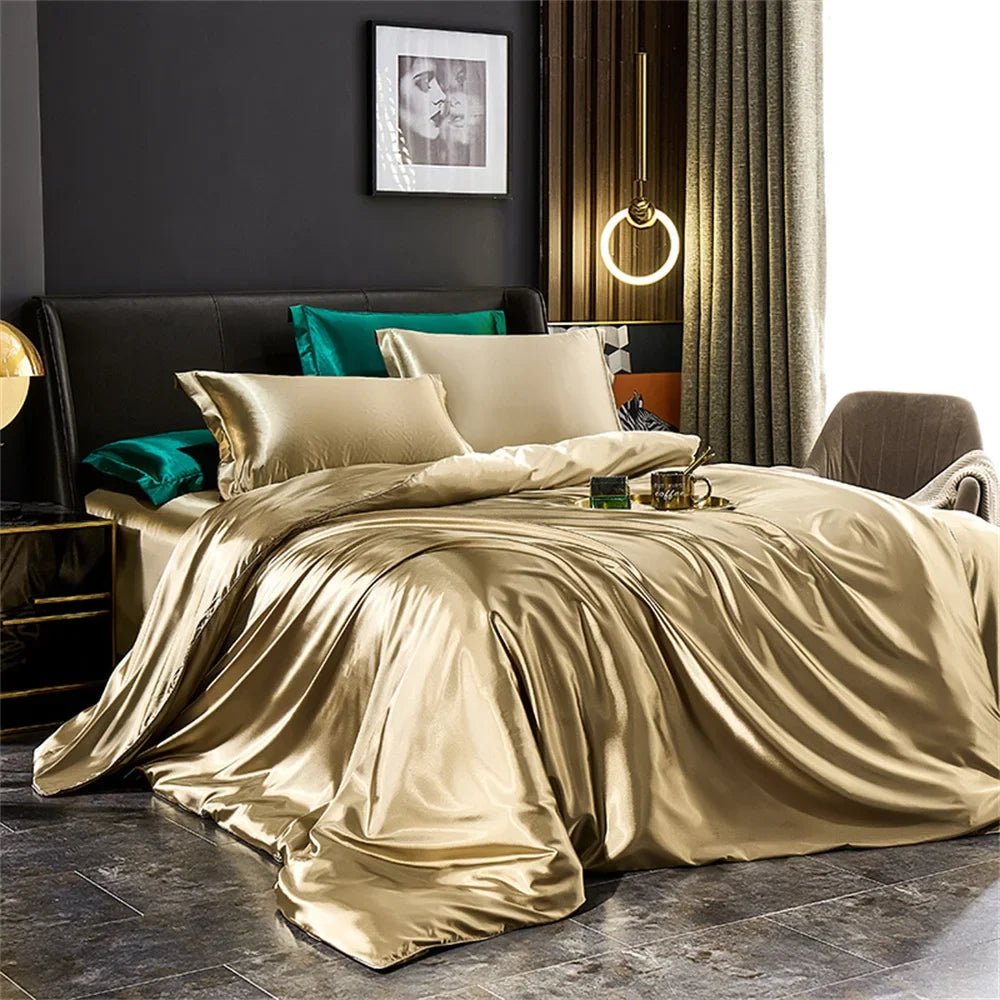 Elegant Silk Bedding Set - Twin Duvet Cover & Pillowcases for Luxurious Comfort 2