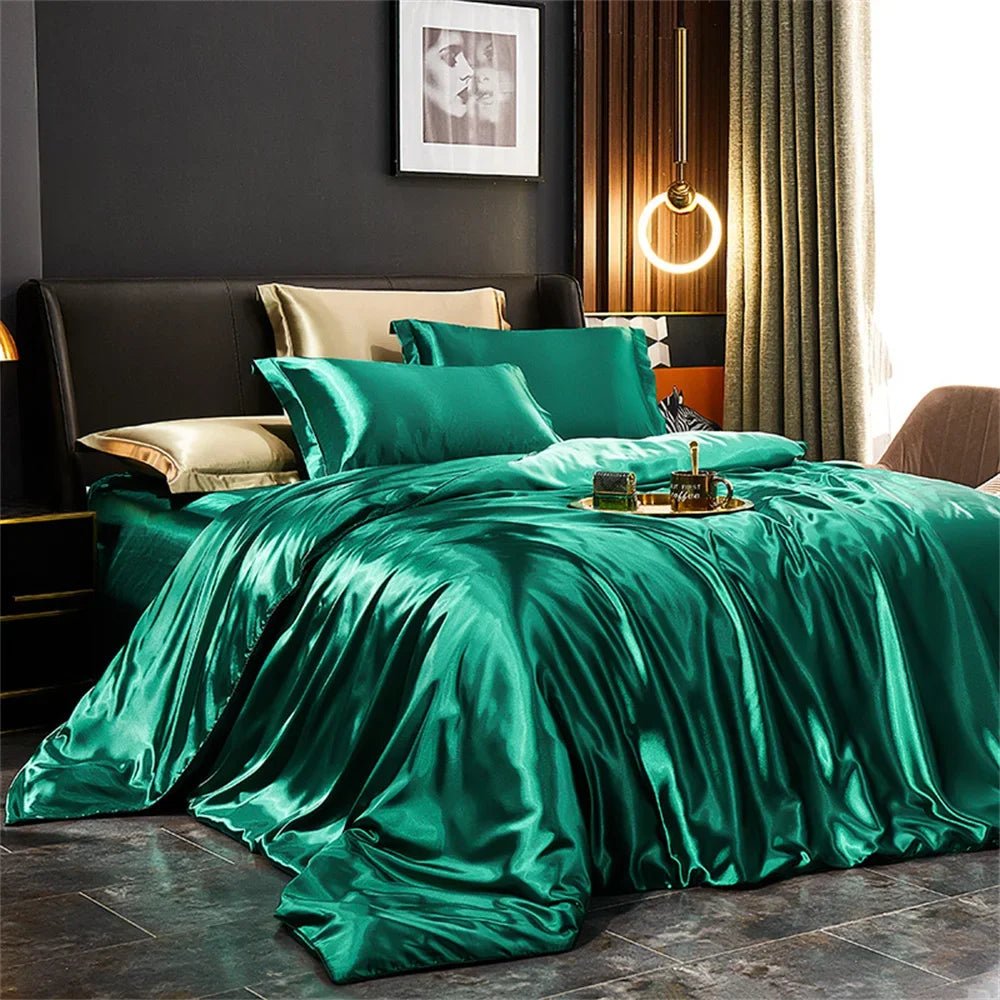 Elegant Silk Bedding Set - Twin Duvet Cover & Pillowcases for Luxurious Comfort 3