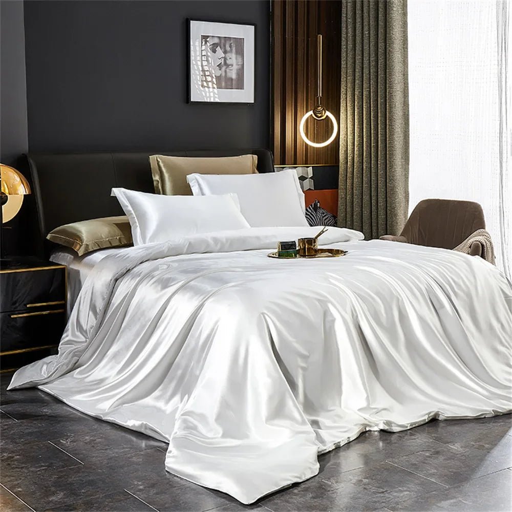 Elegant Silk Bedding Set - Twin Duvet Cover & Pillowcases for Luxurious Comfort 4