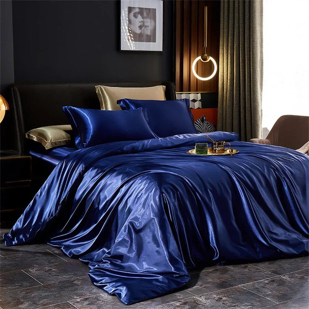 Elegant Silk Bedding Set - Twin Duvet Cover & Pillowcases for Luxurious Comfort 5