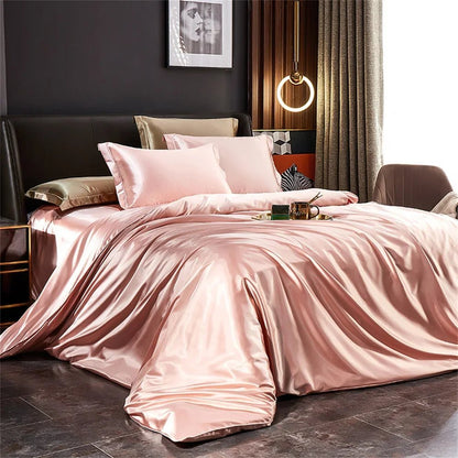 Elegant Silk Bedding Set - Twin Duvet Cover & Pillowcases for Luxurious Comfort 6