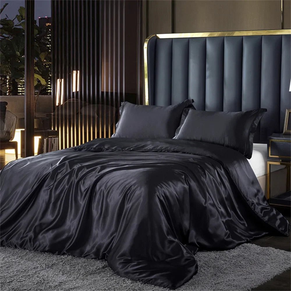 Elegant Silk Bedding Set - Twin Duvet Cover & Pillowcases for Luxurious Comfort 7