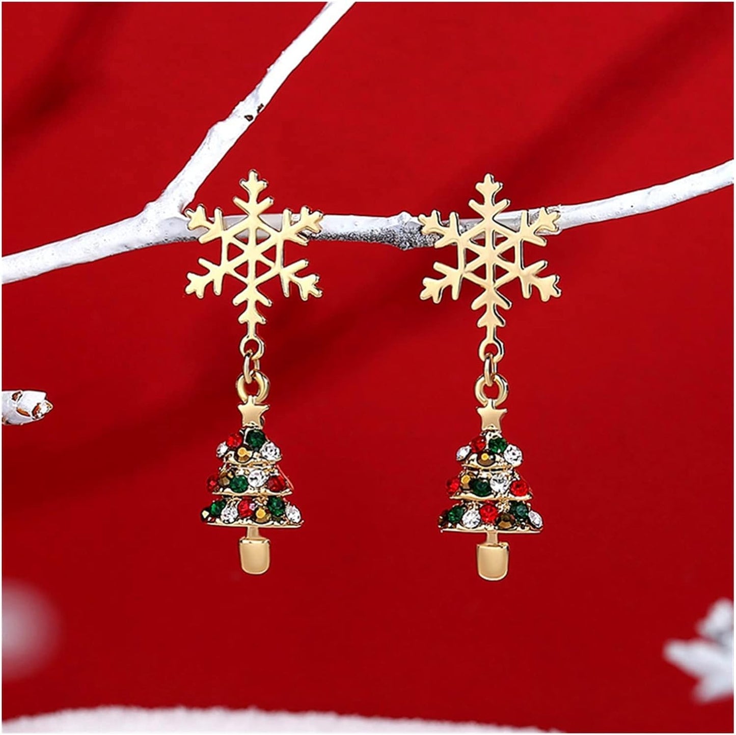 Elegant Snowflake Earrings - Gold-Plated Stainless Steel Holiday Jewelry 0