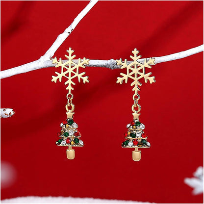 Elegant Snowflake Earrings - Gold-Plated Stainless Steel Holiday Jewelry 0