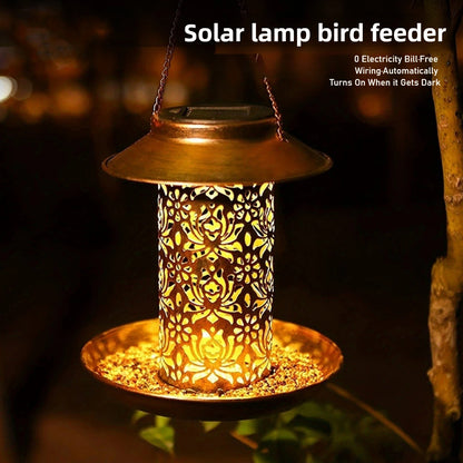 Elegant Solar Bird Feeder with LED Night Light for Outdoor Garden Decor 2
