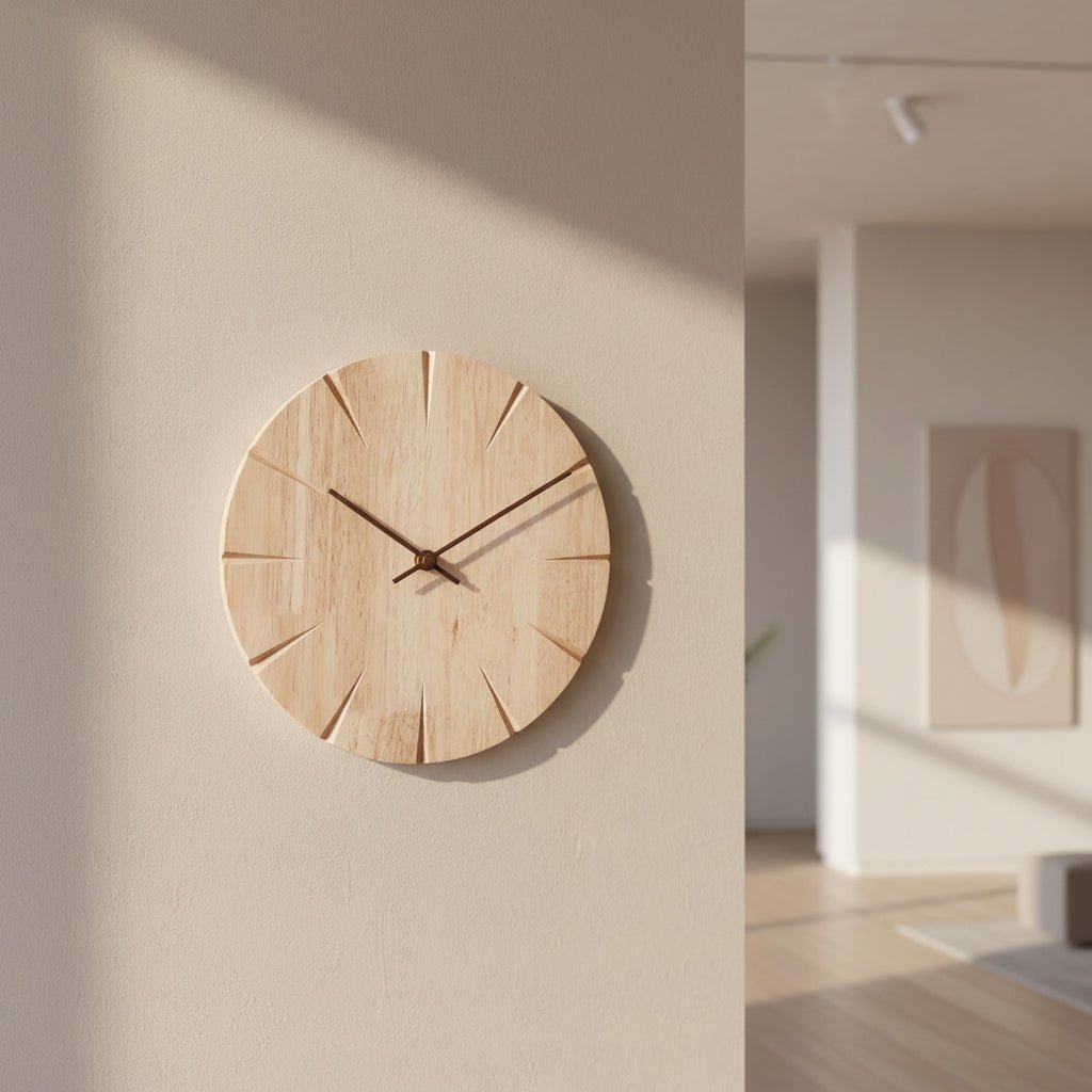 Elegant Solid Wood Wall Clock with Pendulum Movement & Minimalist Design 0