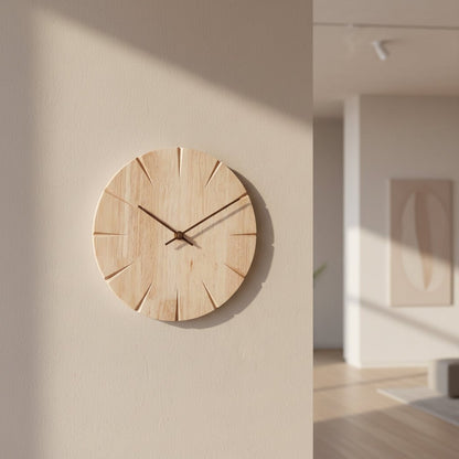 Elegant Solid Wood Wall Clock with Pendulum Movement & Minimalist Design 0
