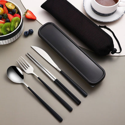 Elegant Travel Cutlery Set - 4-Piece Stainless Steel Flatware Cutlery with Case 0