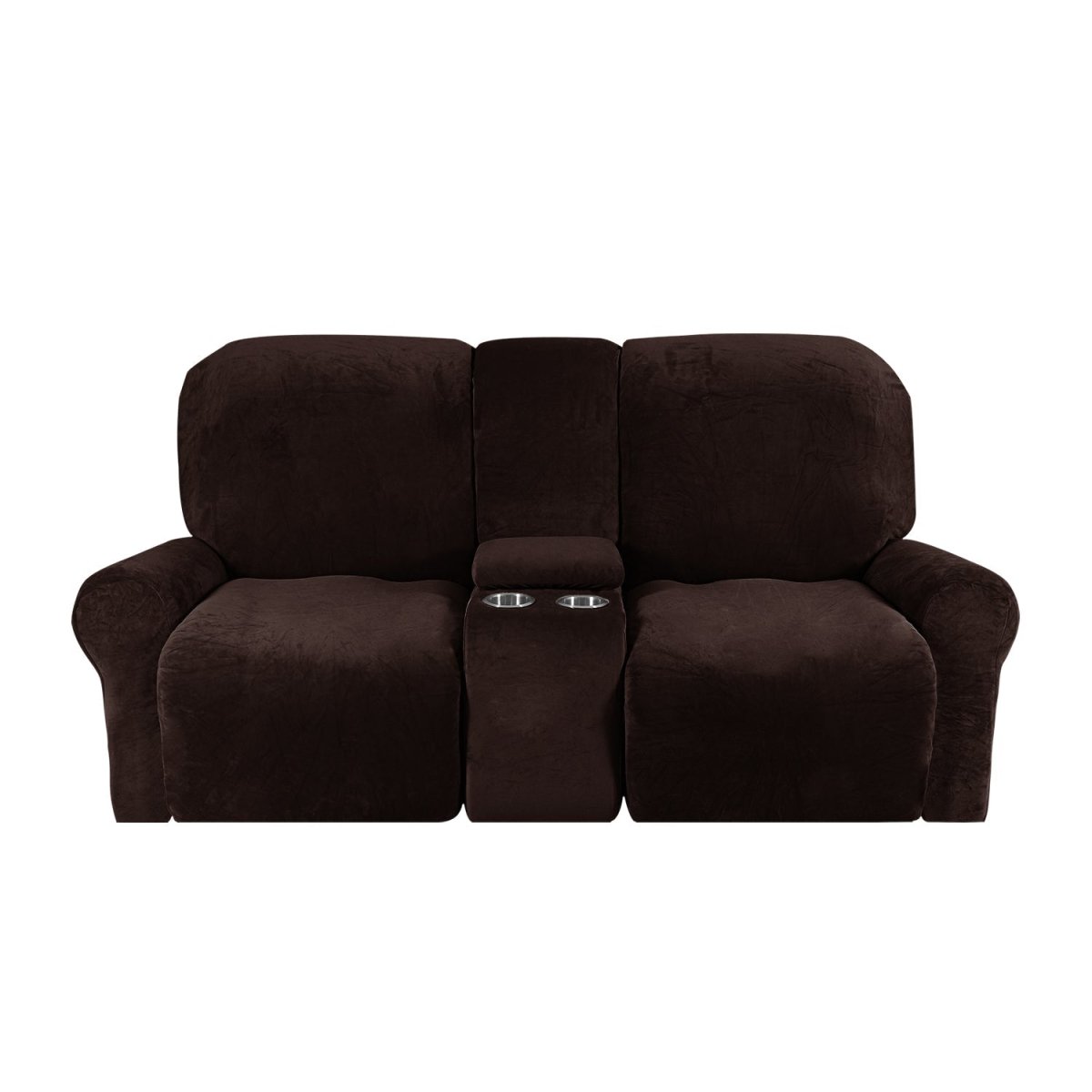 Elegant Velvet Dual-Seat Recliner Sofa Cover - Slipcover Sofa with Cup Holders 10