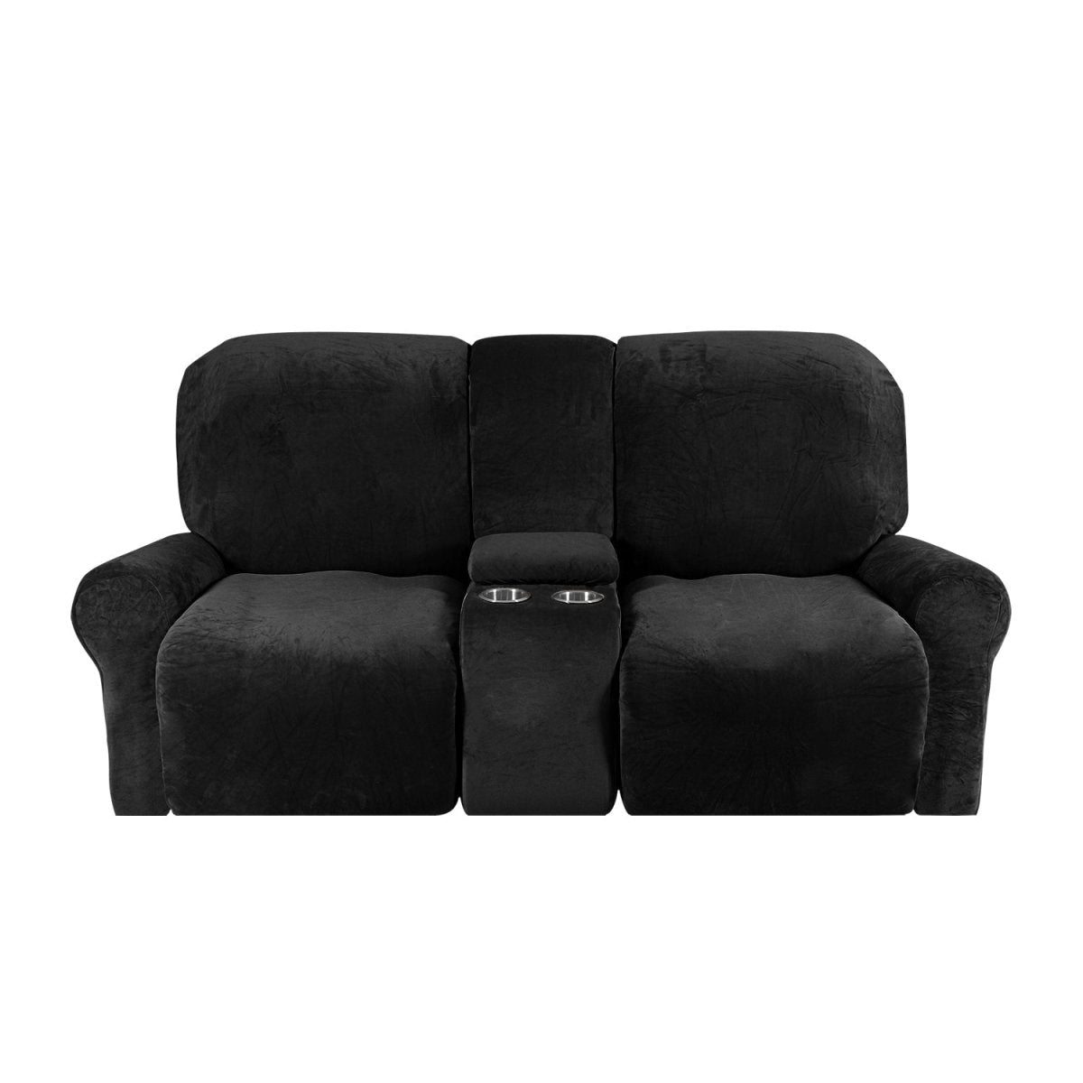 Elegant Velvet Dual-Seat Recliner Sofa Cover - Slipcover Sofa with Cup Holders 11