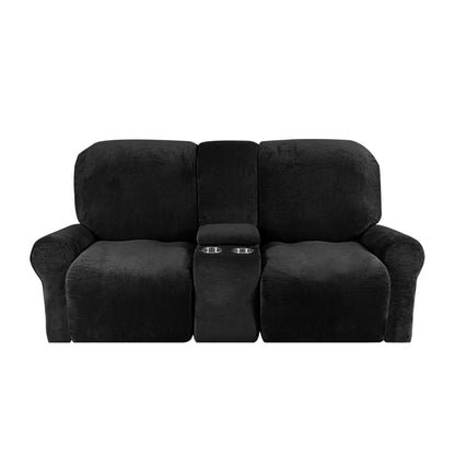 Elegant Velvet Dual-Seat Recliner Sofa Cover - Slipcover Sofa with Cup Holders 11