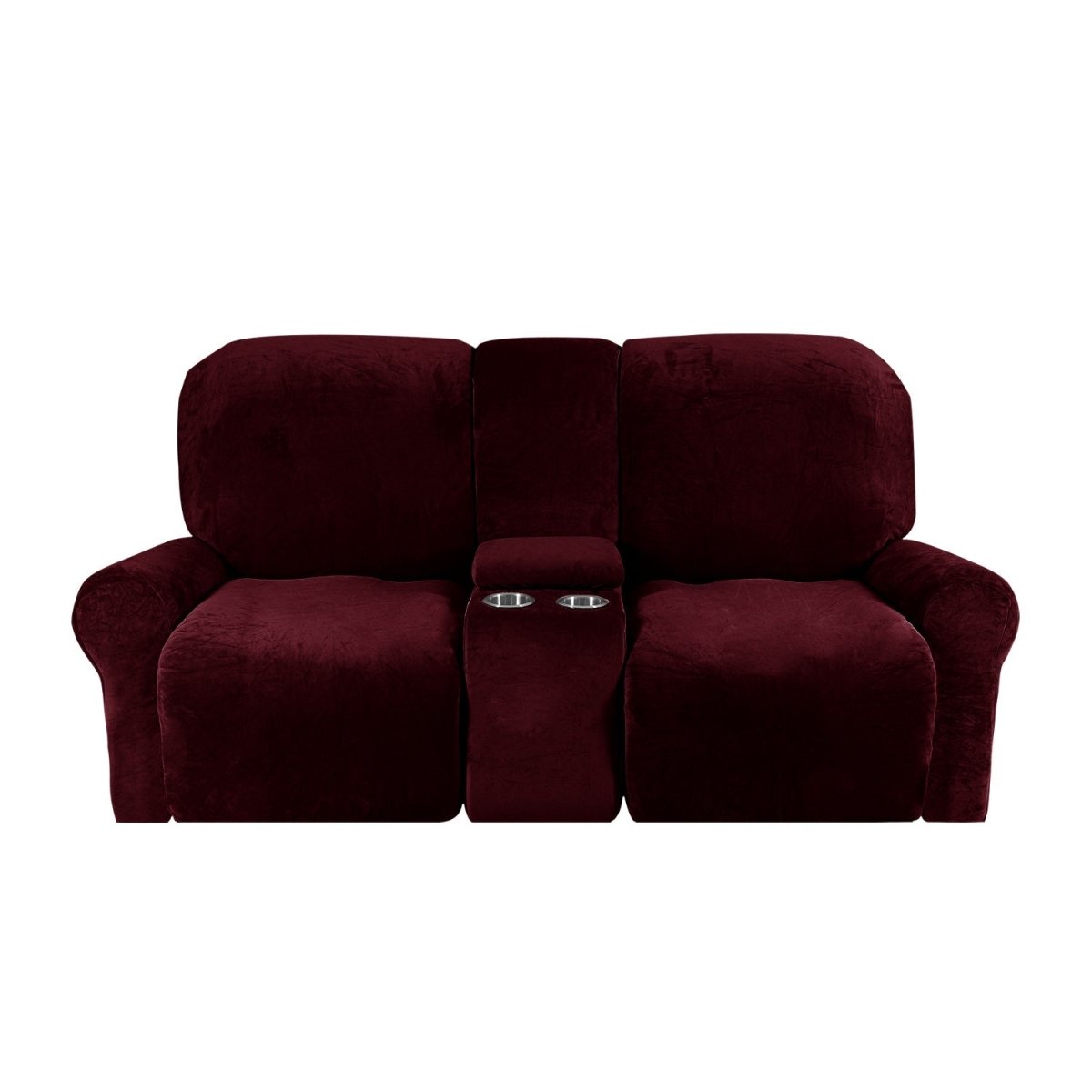 Elegant Velvet Dual-Seat Recliner Sofa Cover - Slipcover Sofa with Cup Holders 12