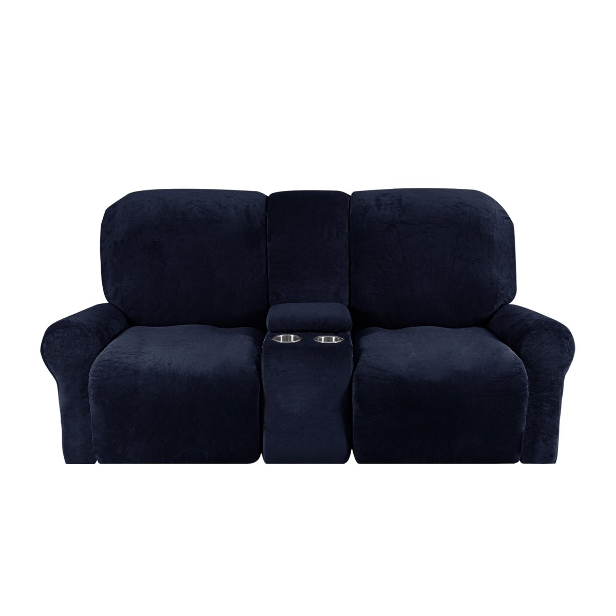Elegant Velvet Dual-Seat Recliner Sofa Cover - Slipcover Sofa with Cup Holders 14