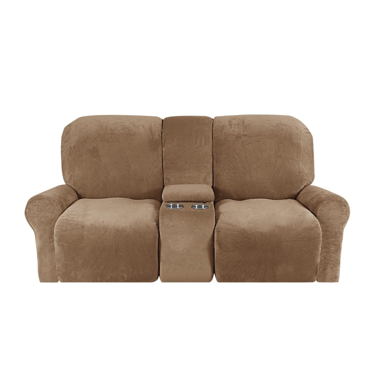 Elegant Velvet Dual-Seat Recliner Sofa Cover - Slipcover Sofa with Cup Holders 15