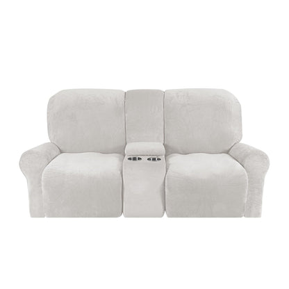 Elegant Velvet Dual-Seat Recliner Sofa Cover - Slipcover Sofa with Cup Holders 16
