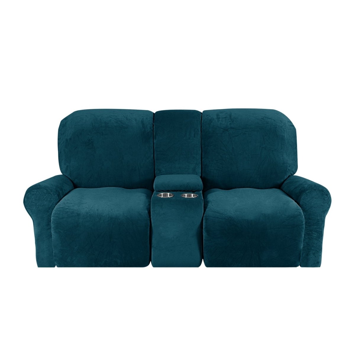 Elegant Velvet Dual-Seat Recliner Sofa Cover - Slipcover Sofa with Cup Holders 17